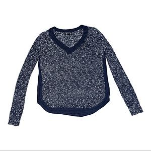 Women Double Zero Knit Pullover Sweater Navy/White Size Medium.